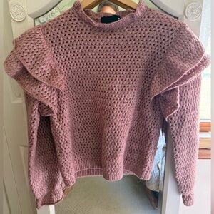 Pink Ruffle Sweater Knit Wool Broadway 38